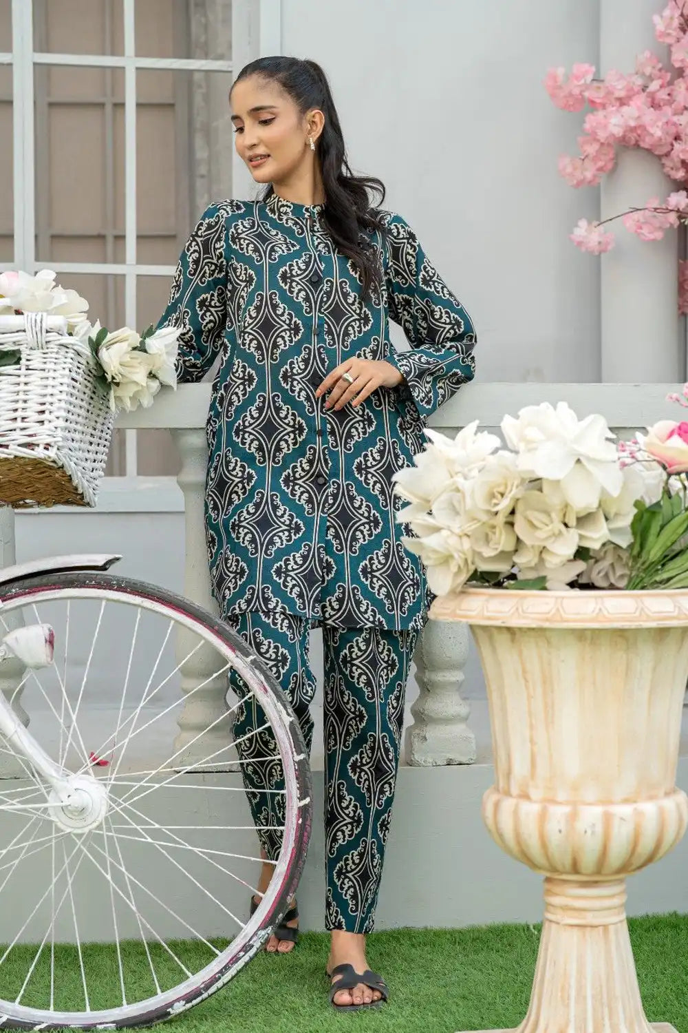 2 Piece Suit Digital Printed Co-ord Set Cotton Khaddar T-CK-001