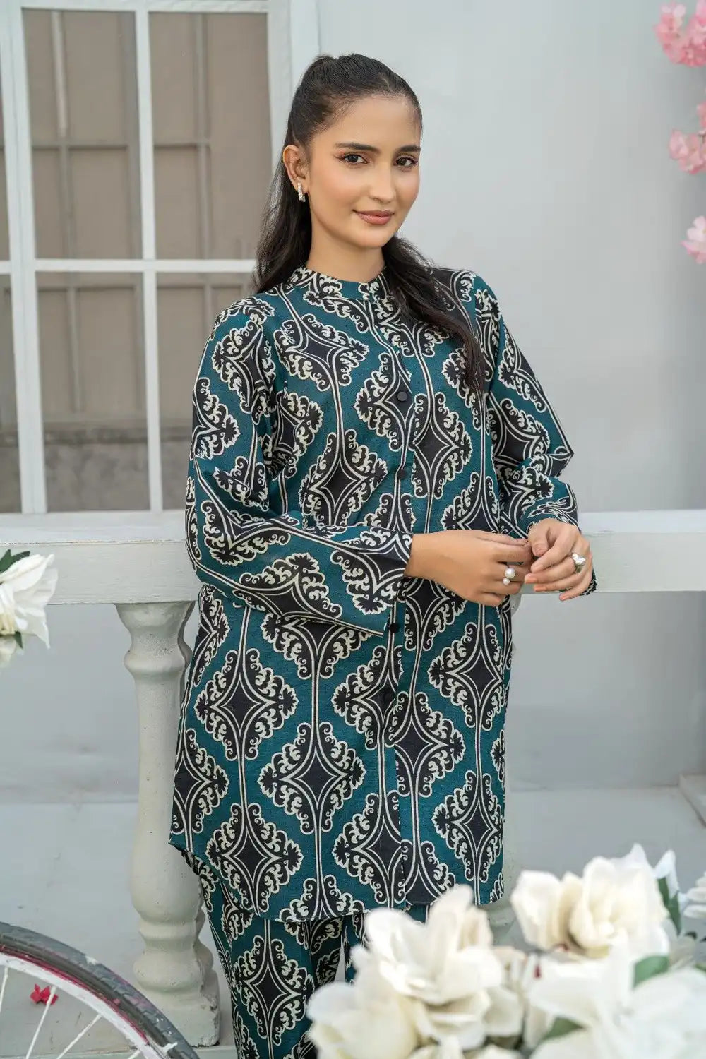 Printed Khaddar Co-Ord Set - T-CK-001
