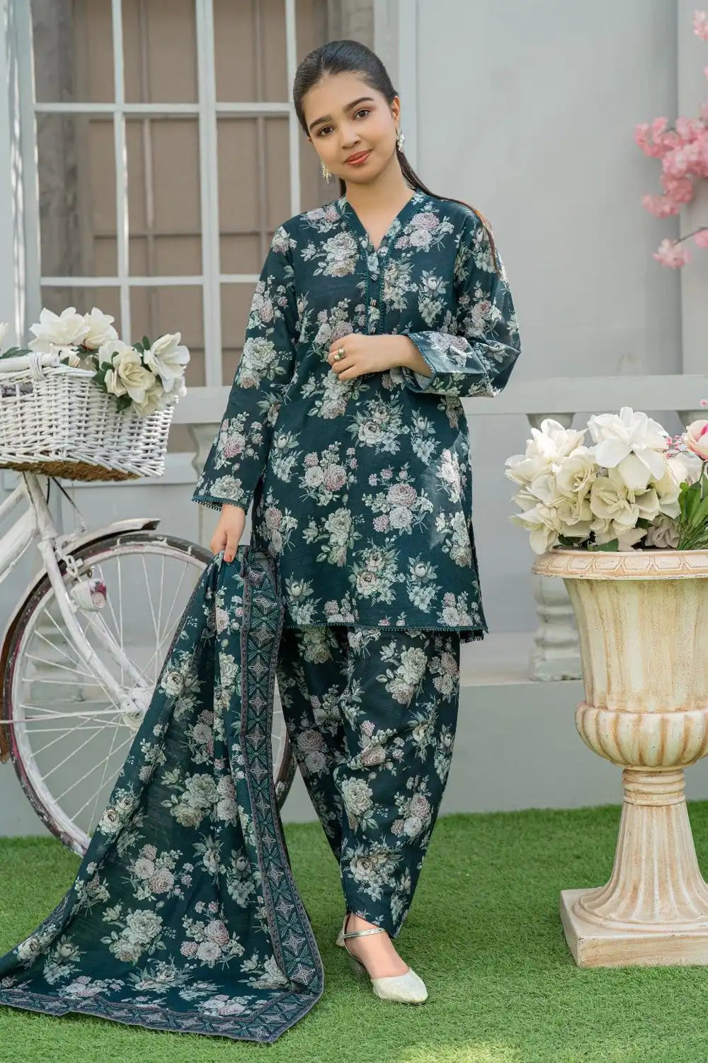 3 Piece Suit Co-ord Set Cotton Khaddar Winter Outfit T-CK-006
