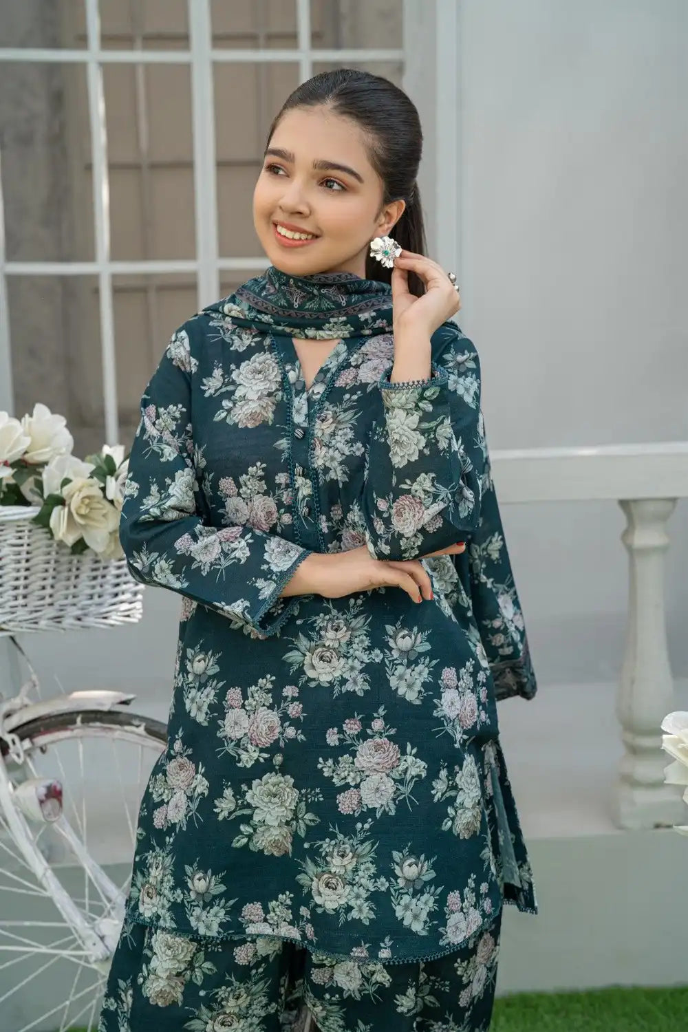 3 Piece Suit Co-ord Set Cotton Khaddar Winter Outfit T-CK-006