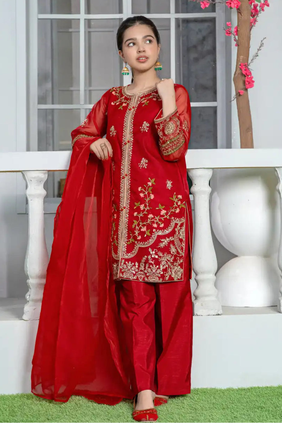 Embroidered Organza Suit - T-FORT-002