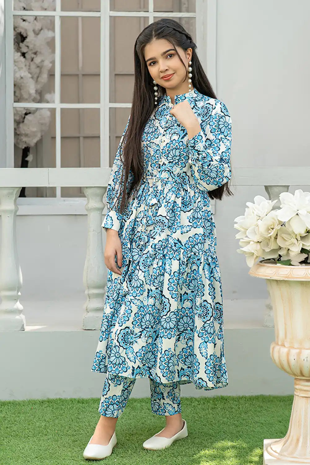Printed Silk Maxi Co-Ord Set - T-FRK-002