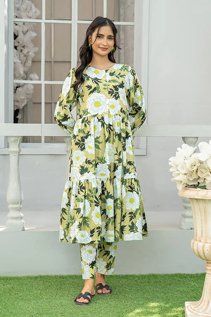 2 Piece Stylish Maxi Women’s Outfit Digital Printed Maxi T-FRK-003