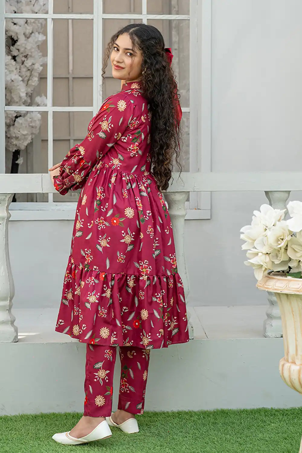 Printed Silk Maxi Co-Ord Set - T-FRK-006