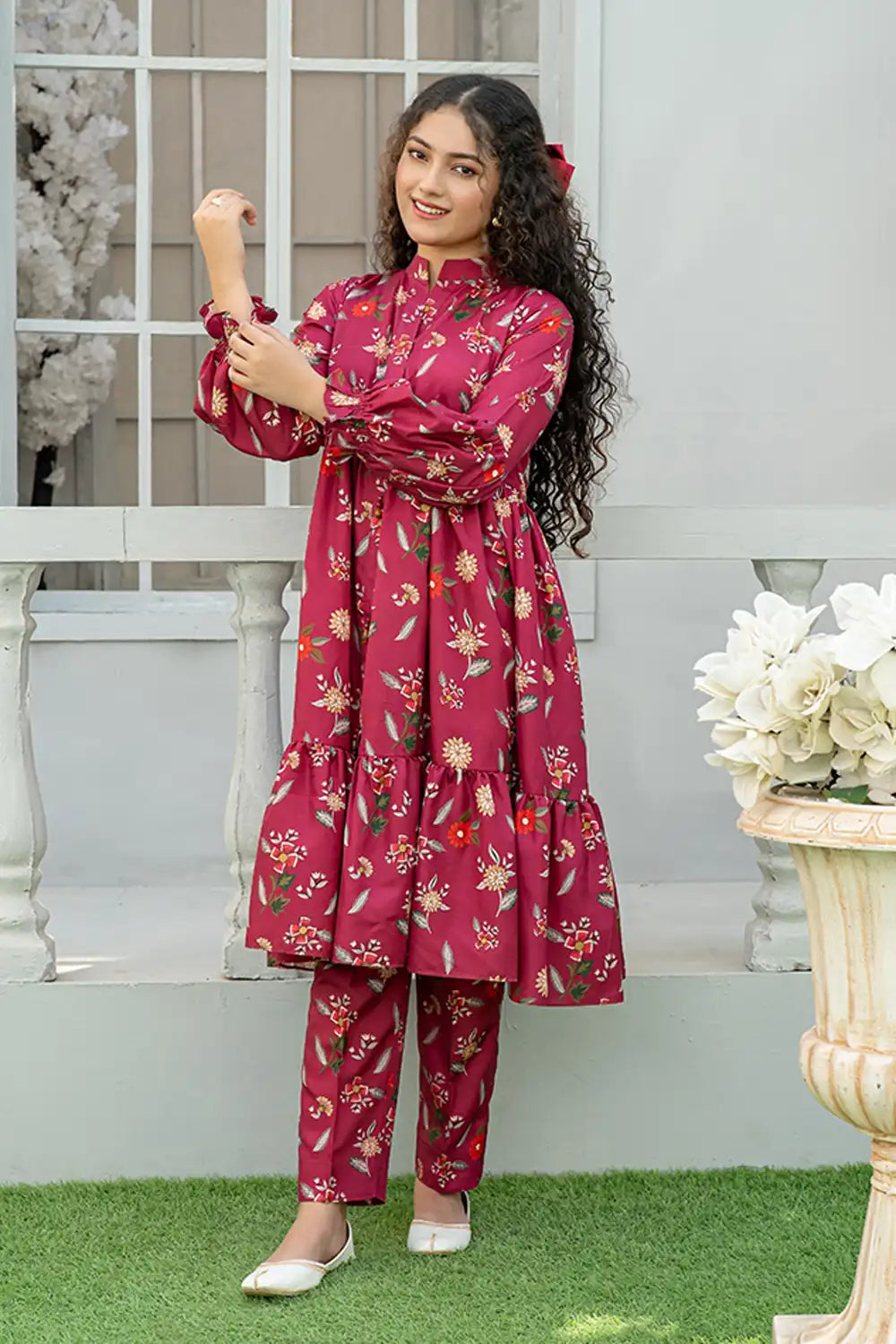 Printed Silk Maxi Co-Ord Set - T-FRK-006