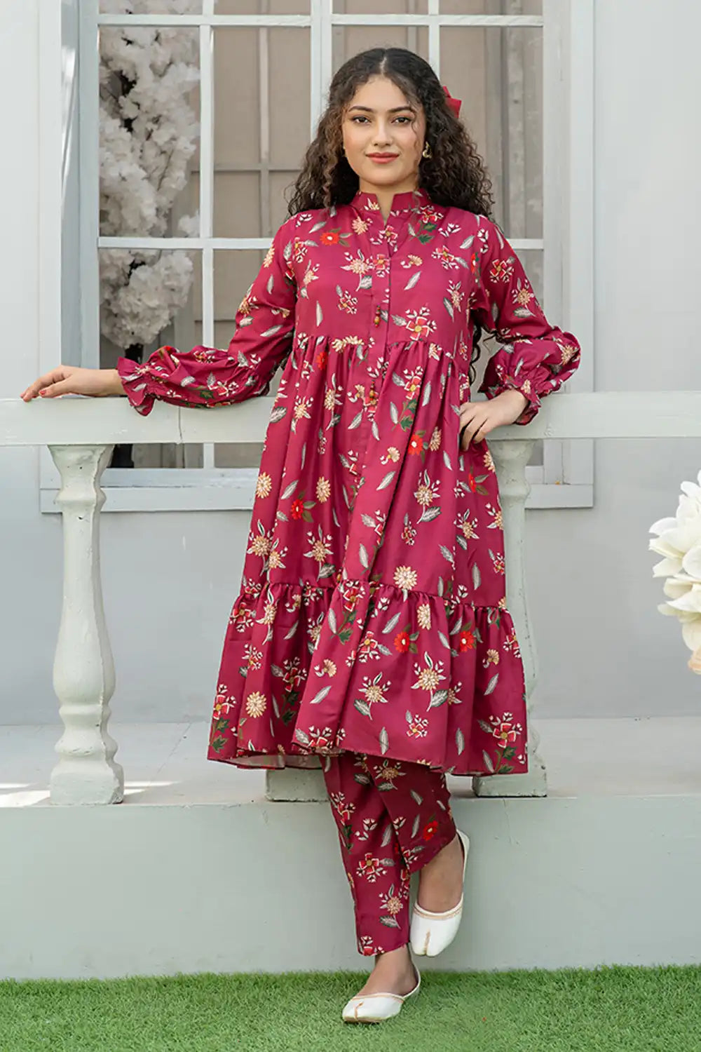 Printed Silk Maxi Co-Ord Set - T-FRK-006