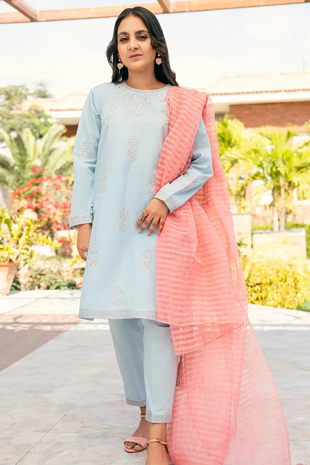 Embroidery Cotton Suit - T-SFC-007