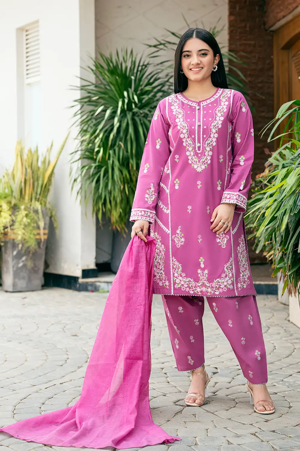 3 Piece Suit Embroidered Cotton Lawn Suit T-SFC-026