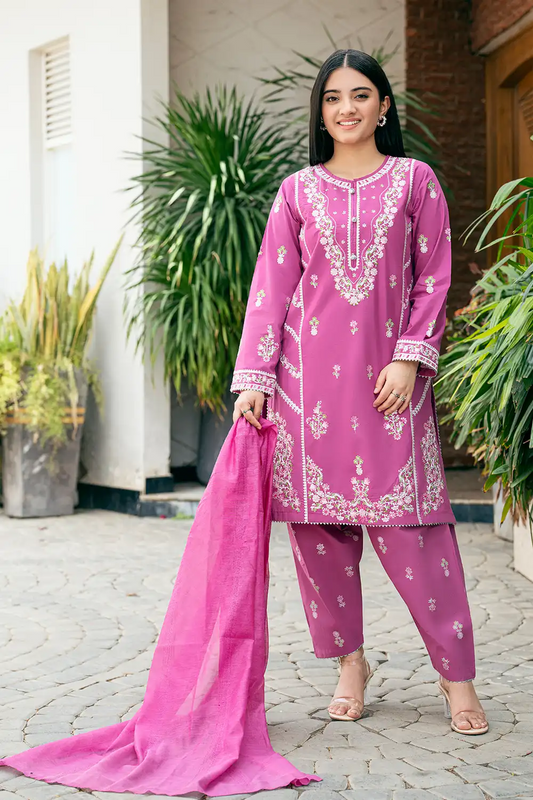 3 Piece Suit Embroidered Cotton Lawn Suit T-SFC-026