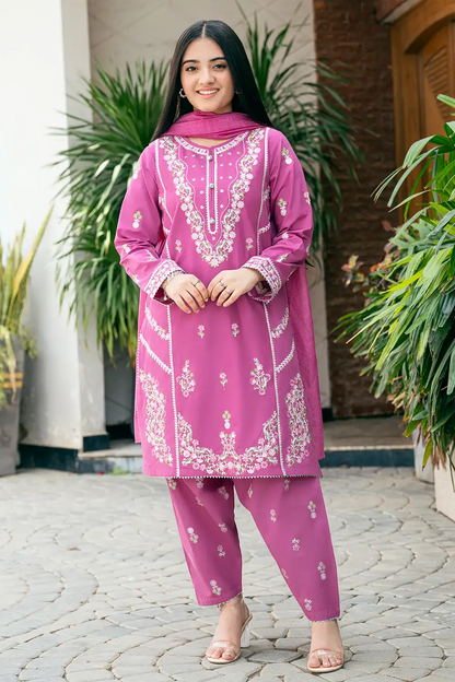3 Piece Suit Embroidered Cotton Lawn Suit T-SFC-026