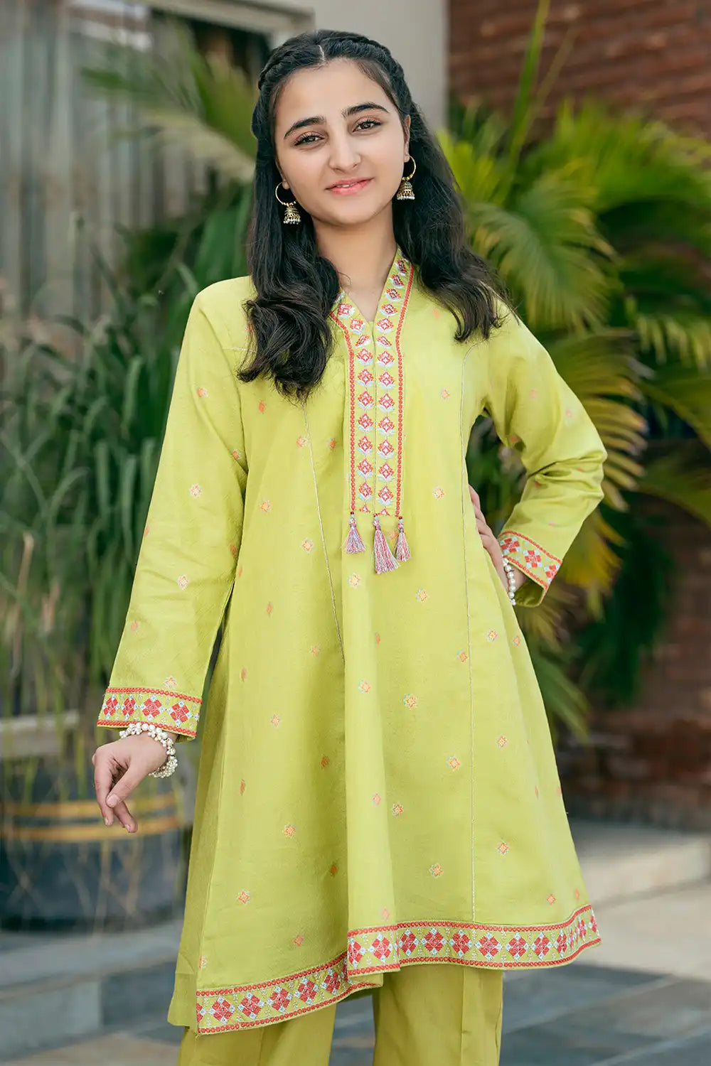 2 Piece Embroidered Suit Digital Printed Shirt with Palazzo T-SFC-029