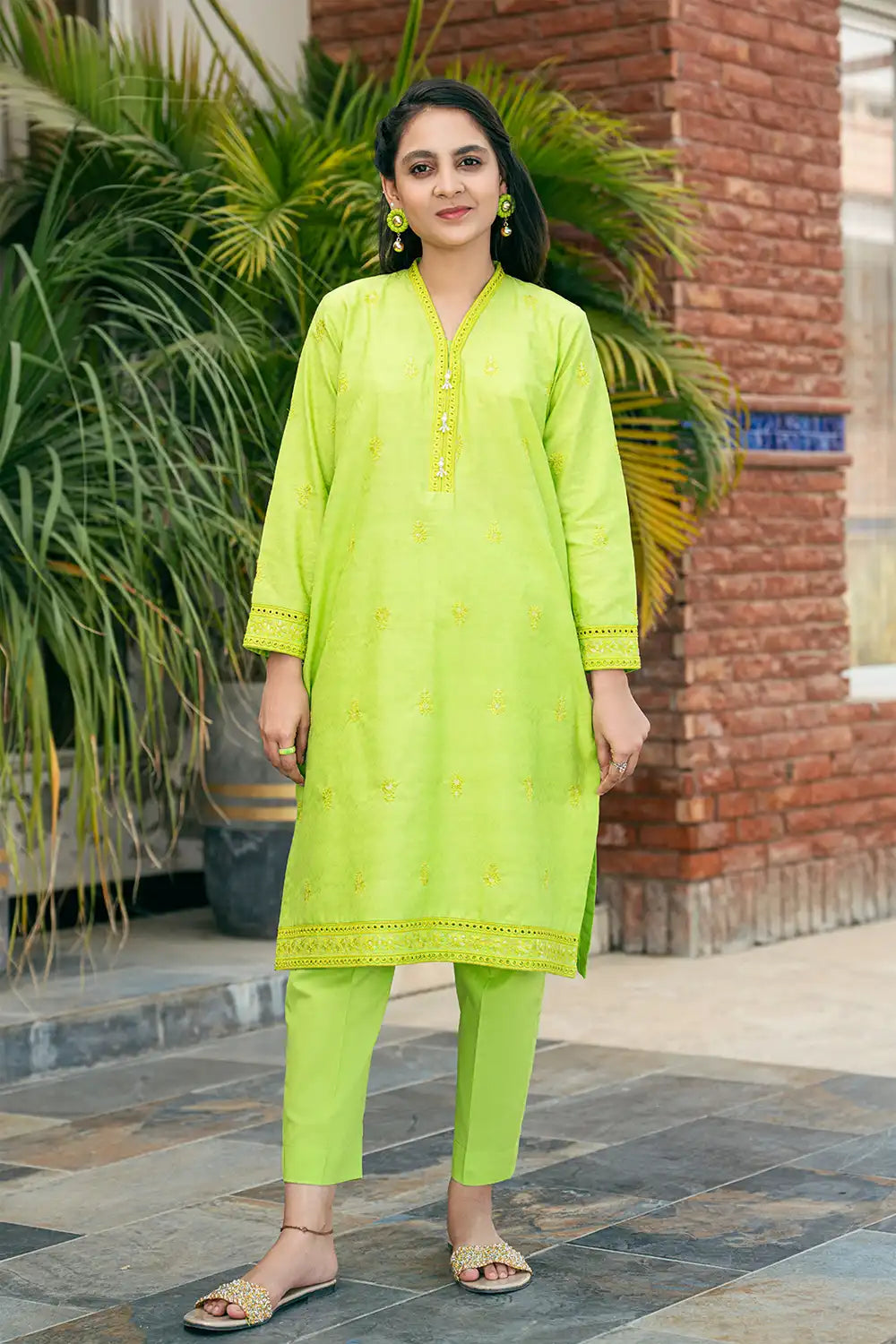 2 Piece Embroidered Dress Shirt with Trouser T-SFC-030