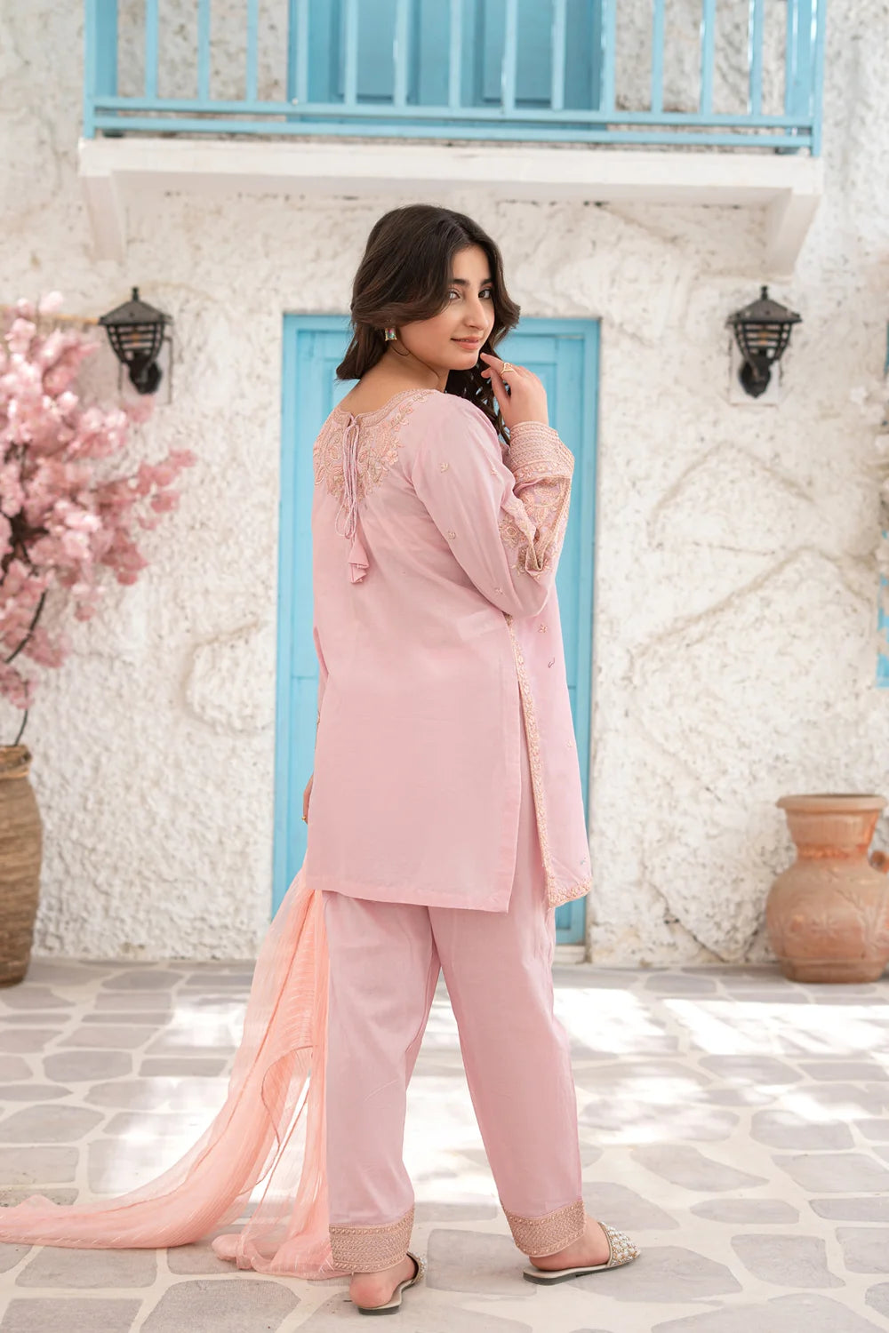 Embroidered Cotton Suit - T-SFC-S26-006