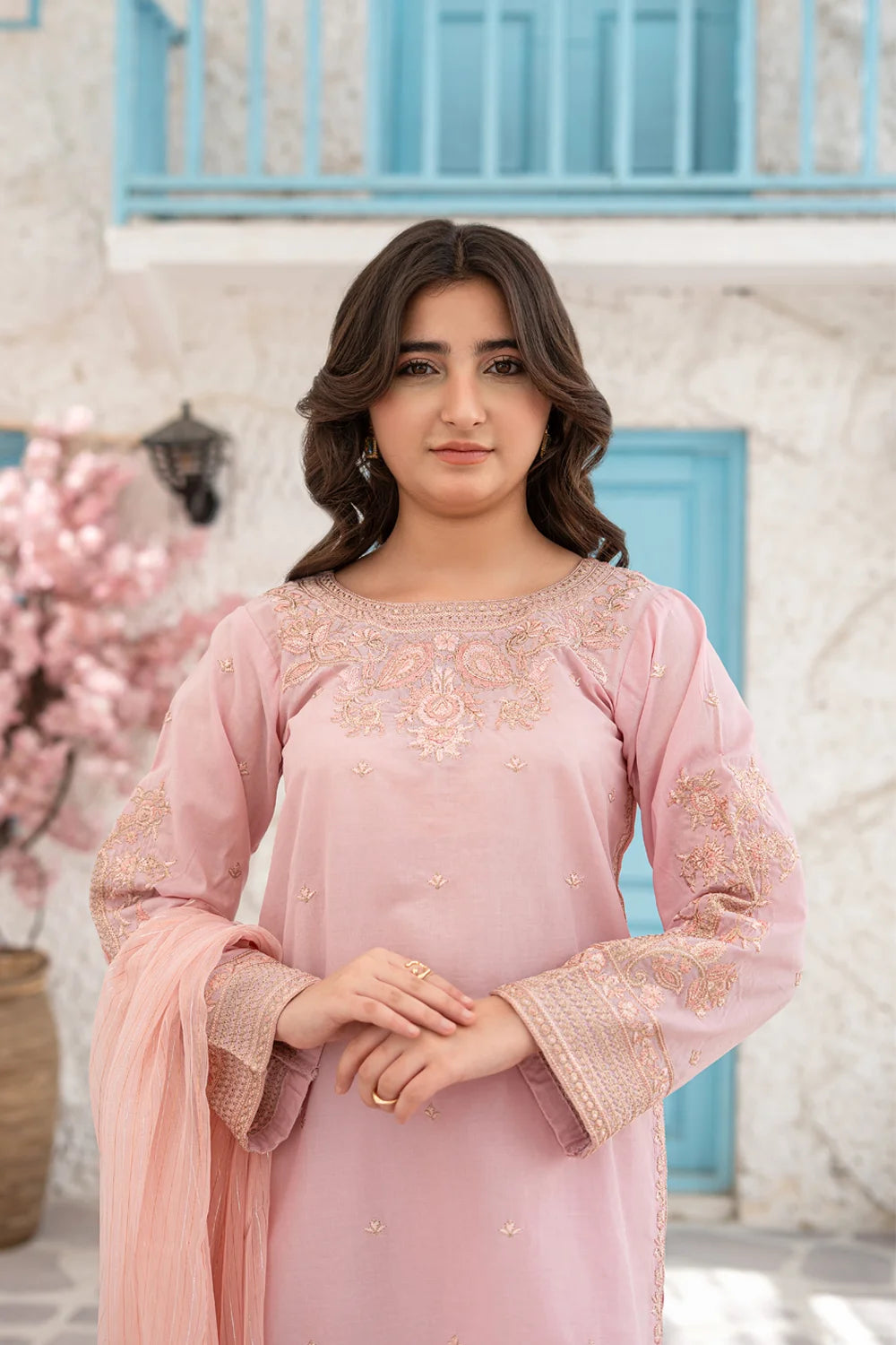 Embroidered Cotton Suit - T-SFC-S26-006