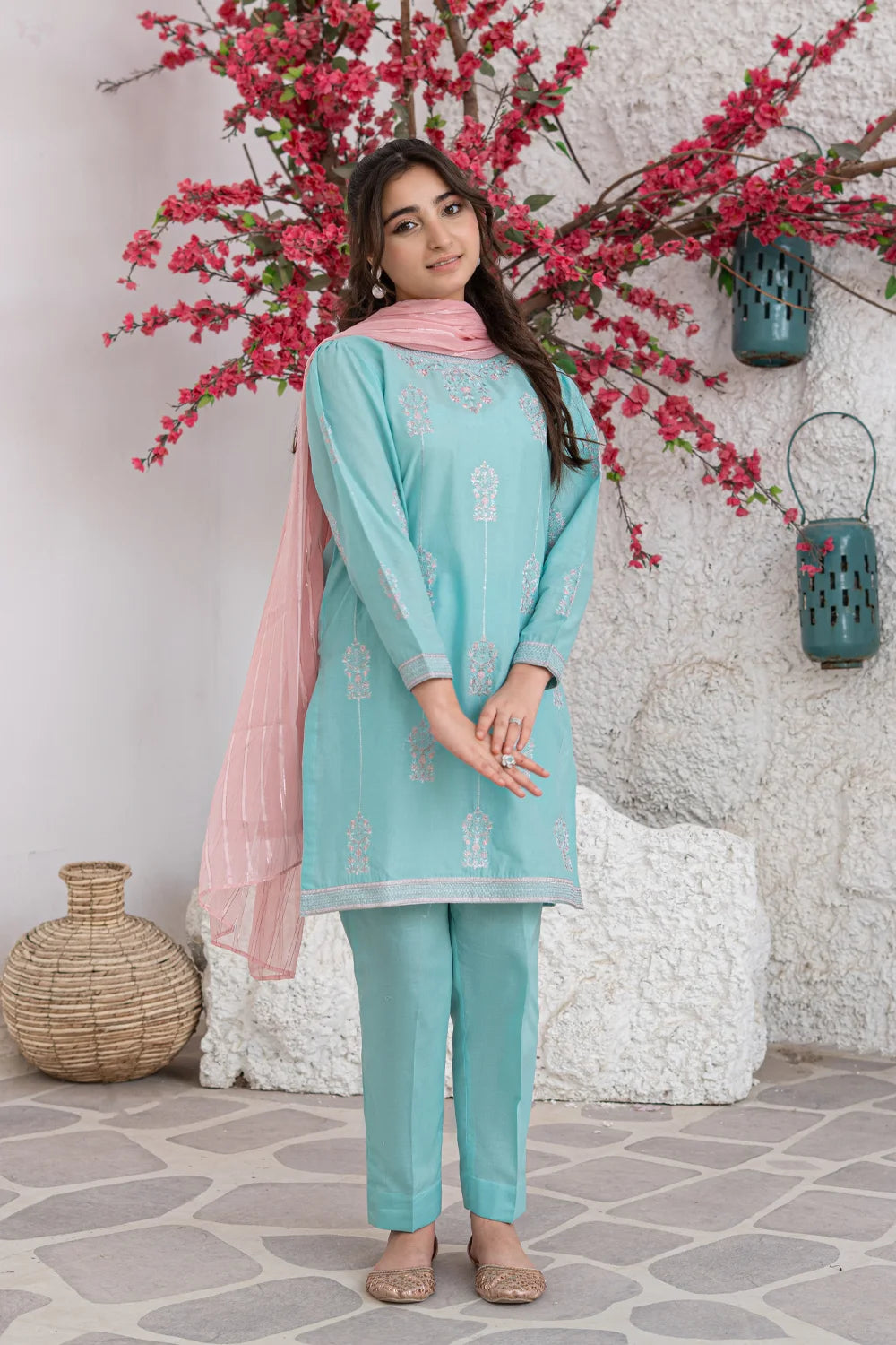 Embroidered Cotton Suit - T-SFC-S26-007