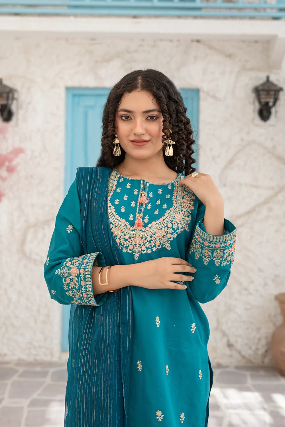Embroidered Cotton Suit - T-SFC-S26-010