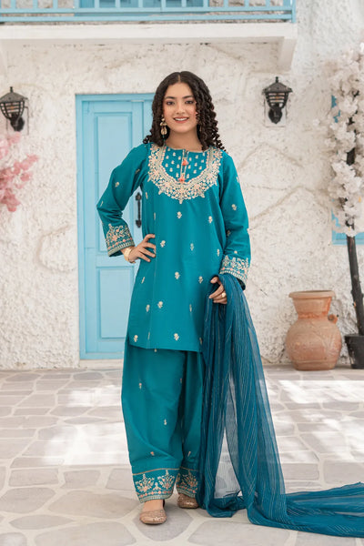Embroidered Cotton Suit - T-SFC-S26-010
