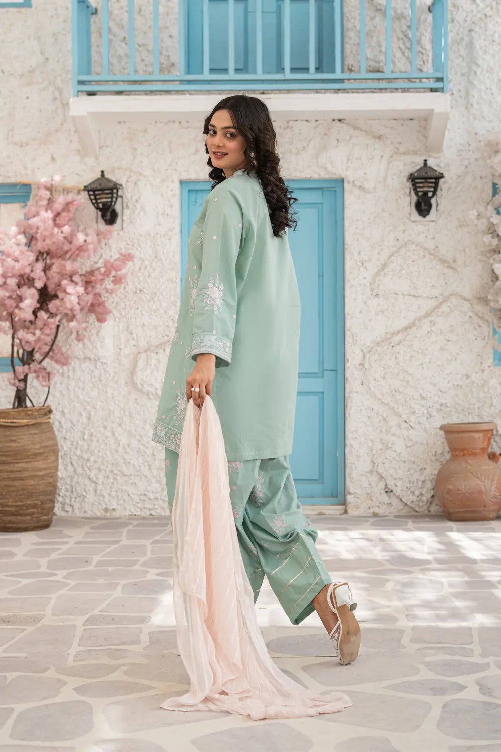Embroidered Cotton Suit - T-SFC-S26-011