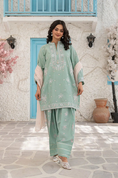 Embroidered Cotton Suit - T-SFC-S26-011
