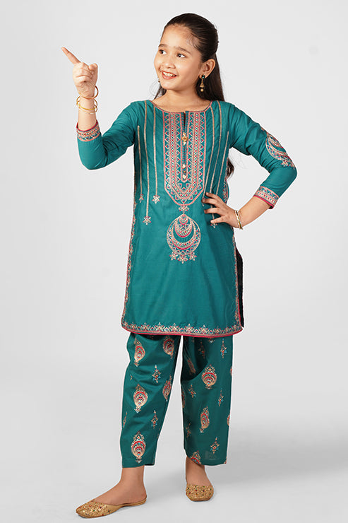 2 Piece Embroidered Suit with Table Print Shalwar SFC-196