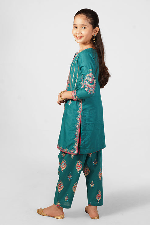 2 Piece Embroidered Suit with Table Print Shalwar SFC-196