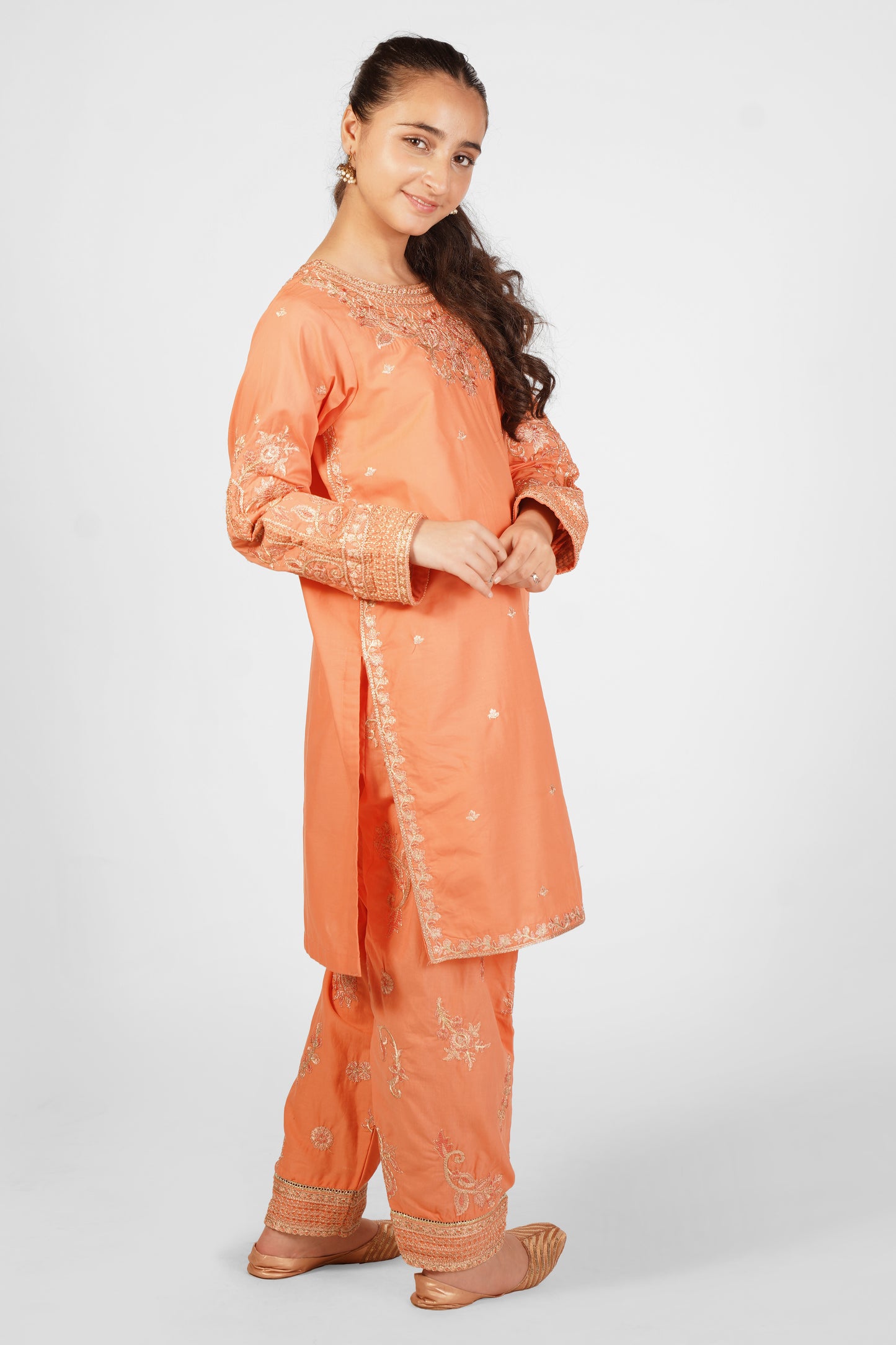 2 Piece Embroidered Suit with Floral Design & Shalwar SFC-193