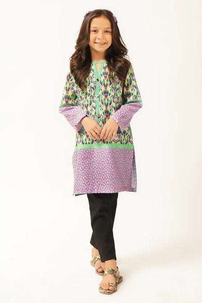 1 Piece Digital Printed Kurti in Frog Green & Pink Rose WRTW-002
