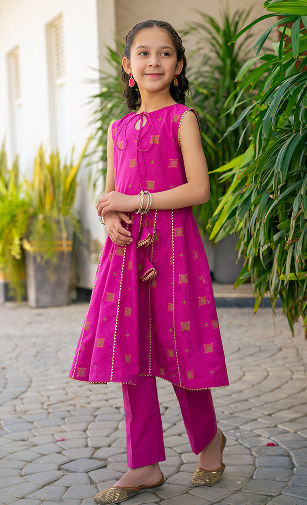 2 Piece Suit Table Print Frock with Garara JK-PRT-003