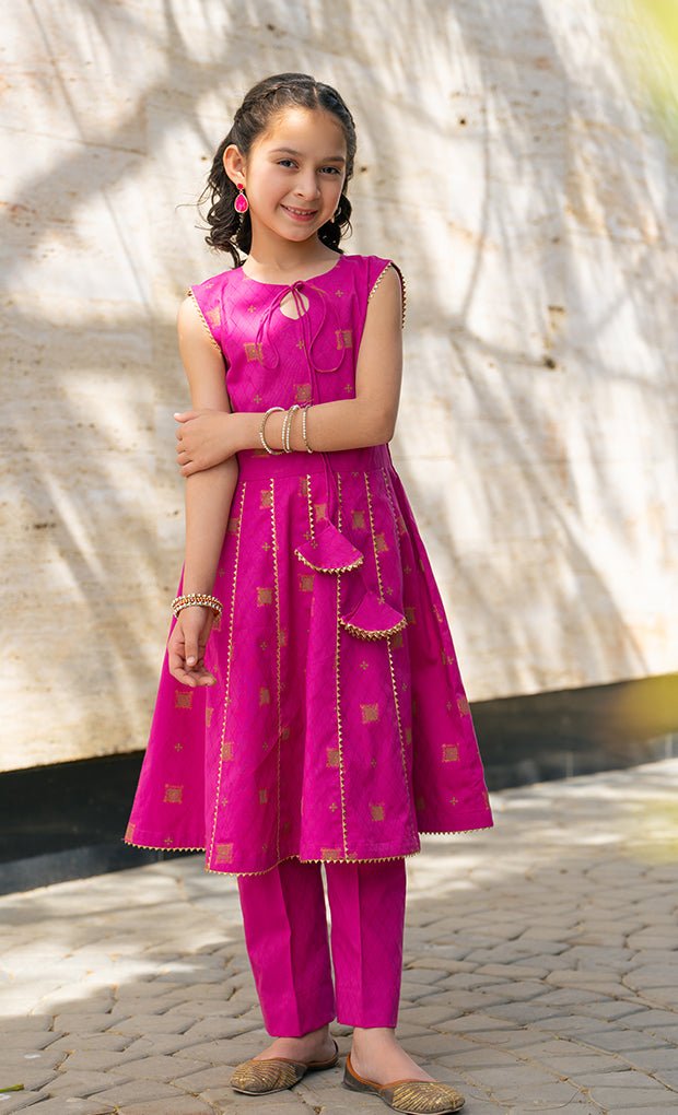 2 Piece Suit Table Print Frock with Garara JK-PRT-003