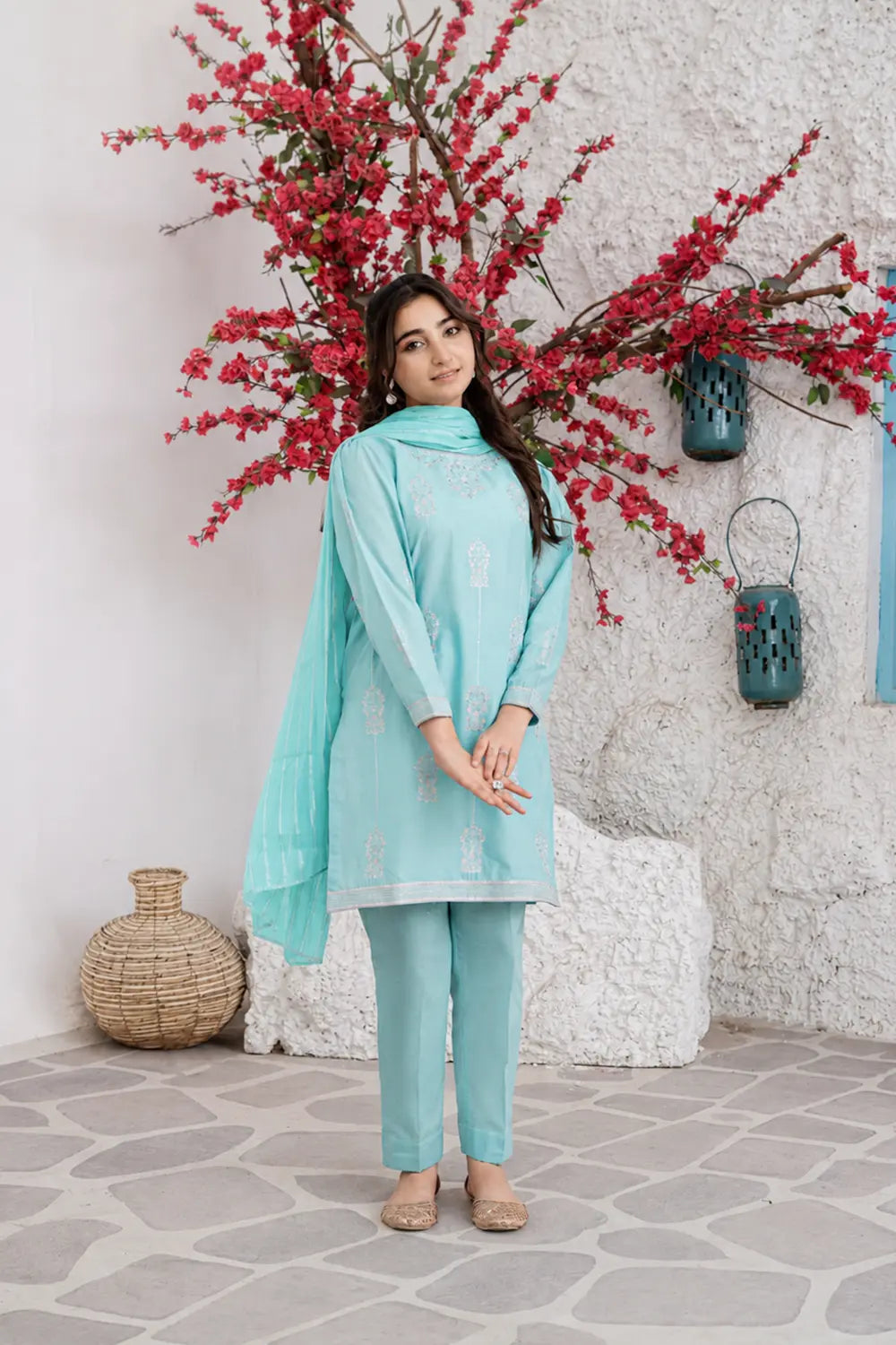 Embroidered Cotton Suit - T-SFC-S26-007