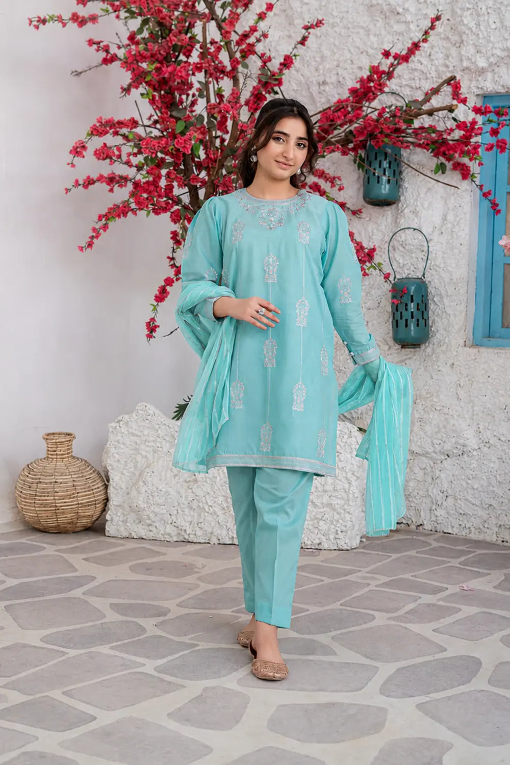 Embroidered Cotton Suit - T-SFC-S26-007