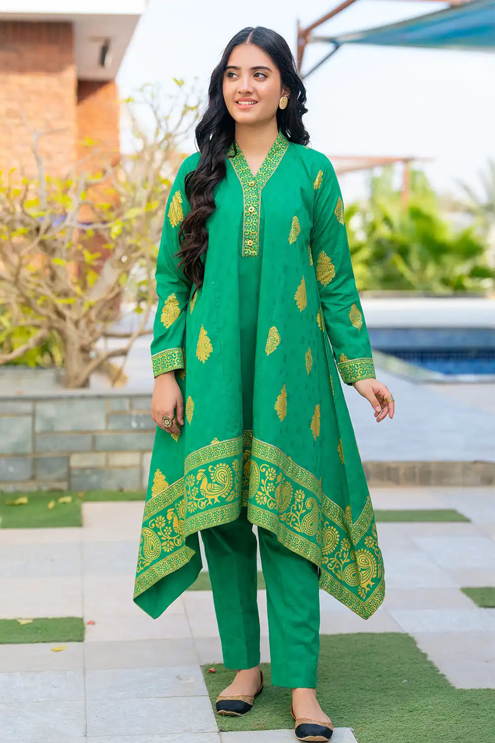 Printed Lawn Angrakha Suit - JK-PRT-004