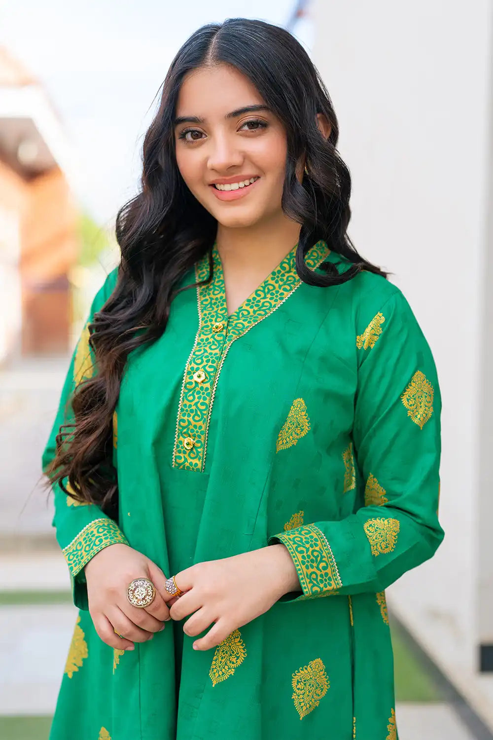 3 Piece Stitched Suit Digital Printed Frock Angrakha Style JK-PRT-004