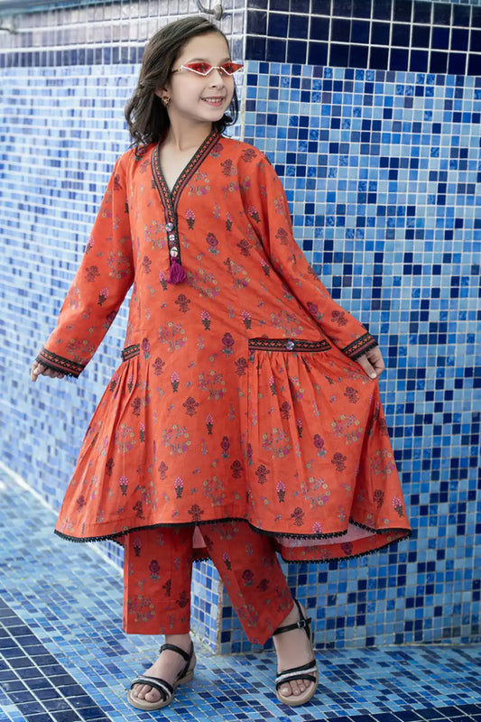 2 Piece Suit Lawn All-Over Printed Shirt with Plazzo K-ALPRTW-027