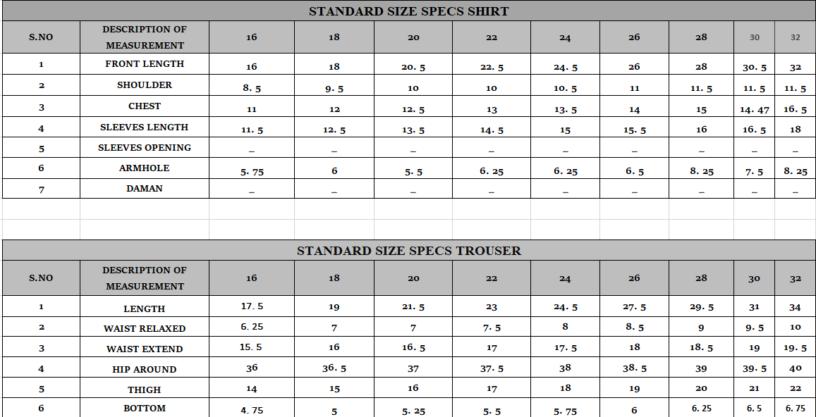 Size guide