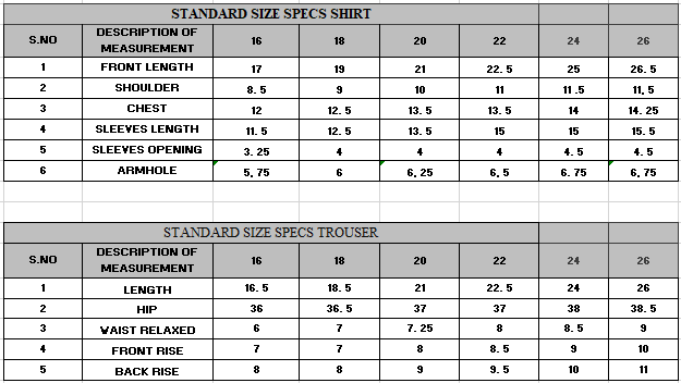 Size guide