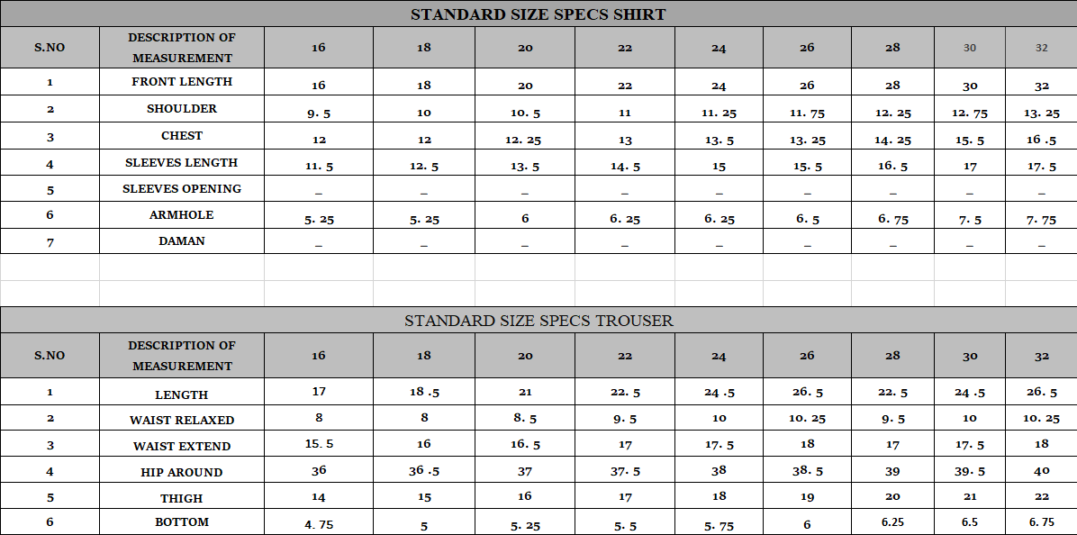 Size guide
