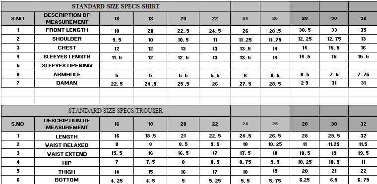 Size guide
