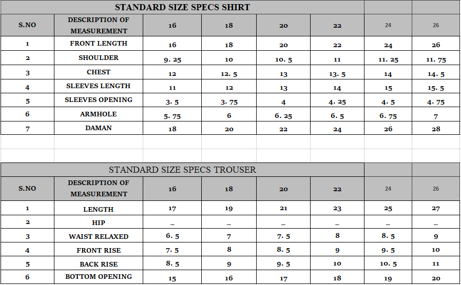 Size guide