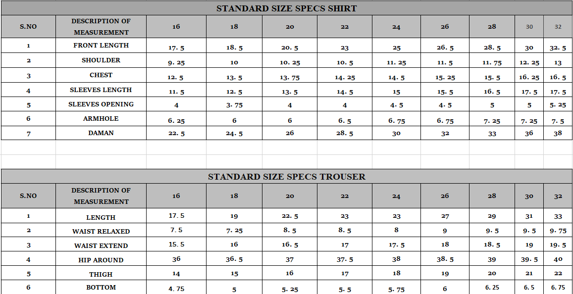 Size guide