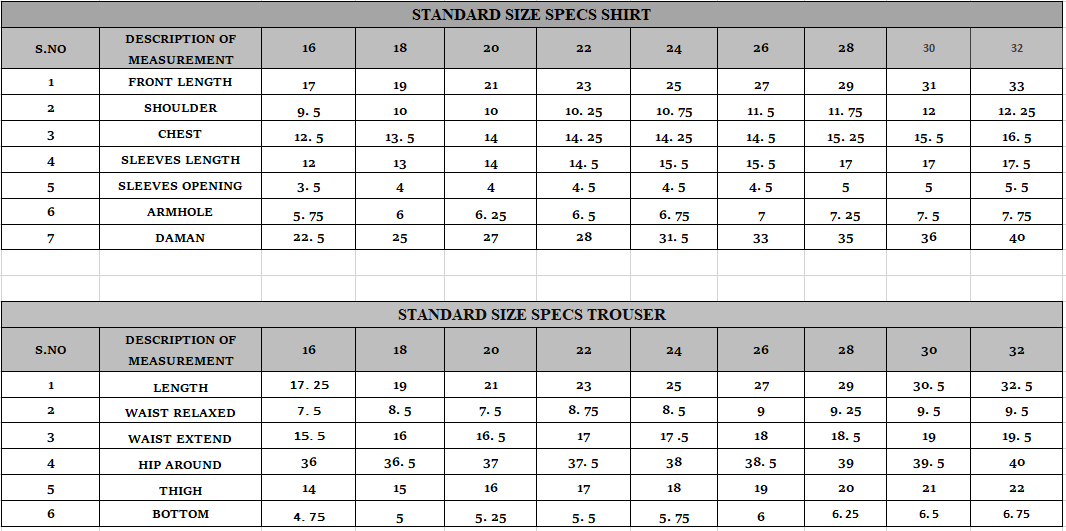 Size guide
