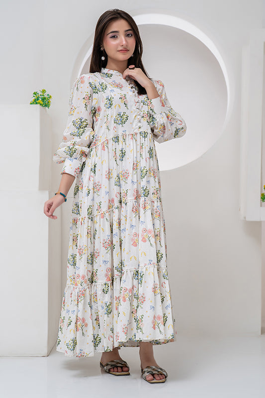 1 Piece Lawn Maxi Multi White Maxi-015