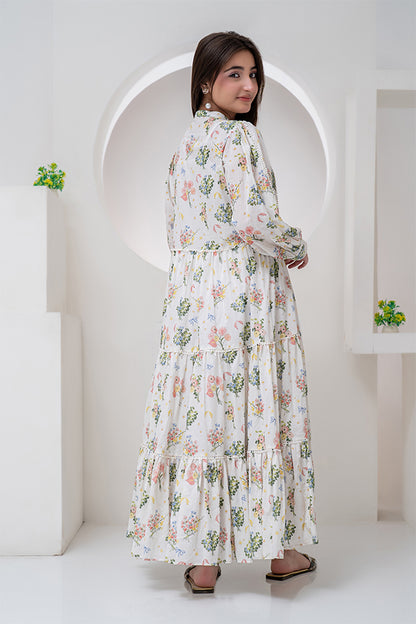 1 Piece Lawn Maxi Multi White Maxi-015