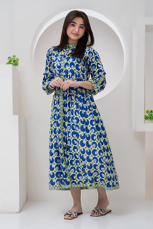 1 Piece Lawn Maxi Lime Blue Maxi-011