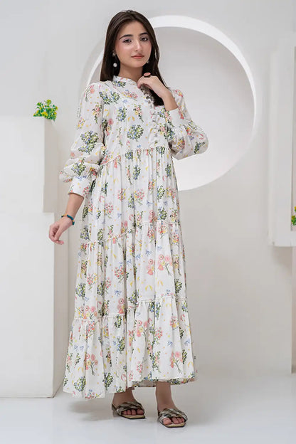 1 Piece Lawn Maxi Multi White Maxi-015
