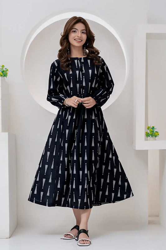1 Piece Lawn Printed Maxi Black Color Maxi-019