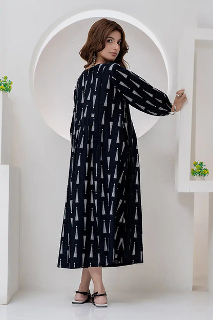 1 Piece Lawn Printed Maxi Black Color Maxi-019