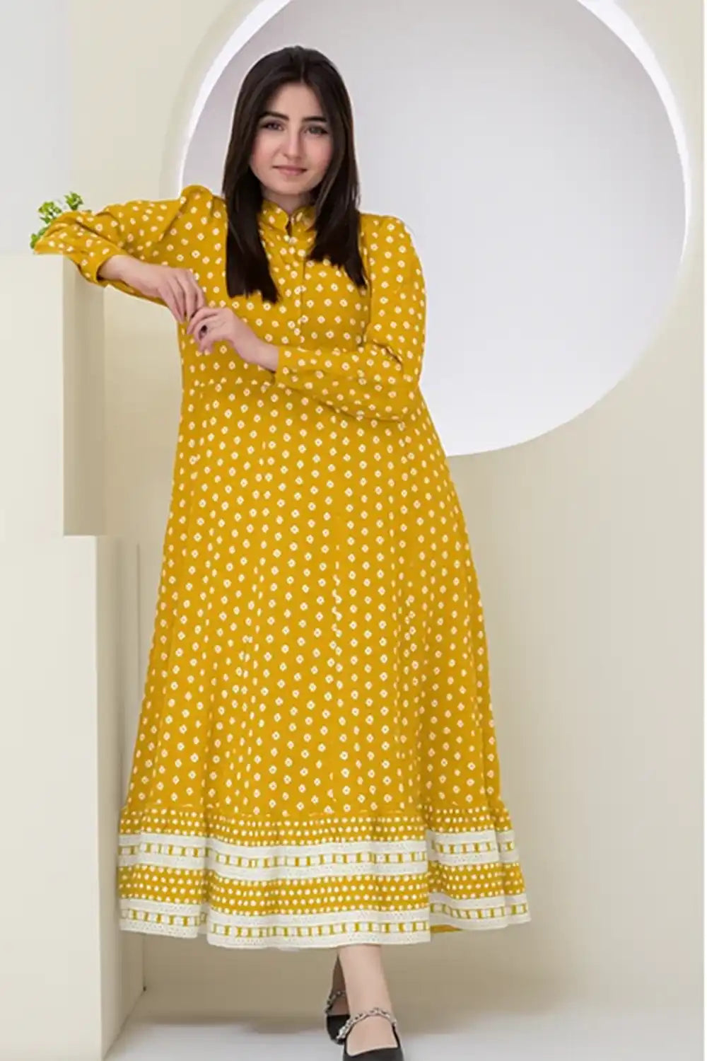 1 Piece Digital Printed Cambric Lawn Maxi-020