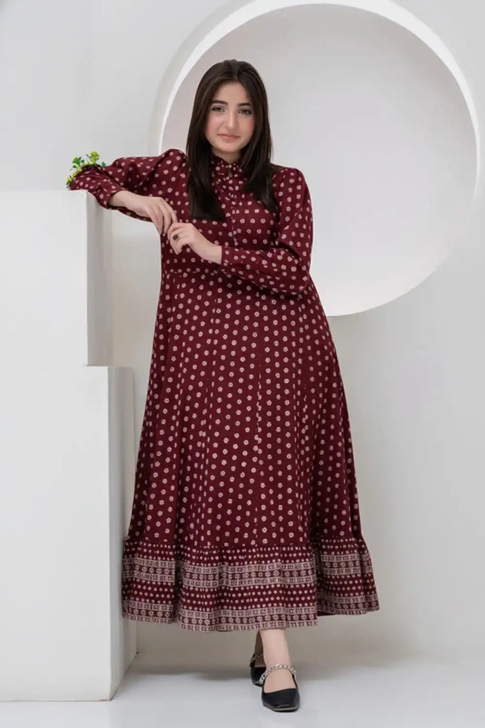 1 Piece Digital Printed Cambric Lawn Maxi-020