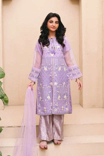 3 Piece Suit Lilac Embroidered with Banarsi Trouser RTWFDS-013